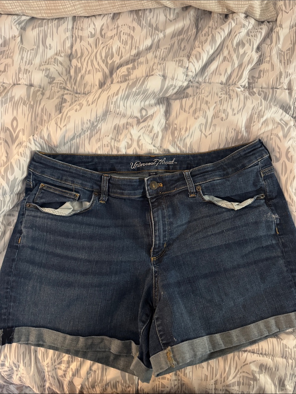 Universal Thread Dark Blue Rolled Cuff Denim Shorts